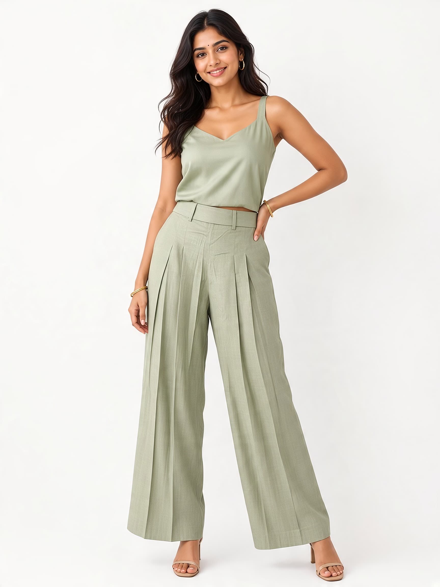 ET Amelia Women Wide Leg Palazzo Pants With Belt